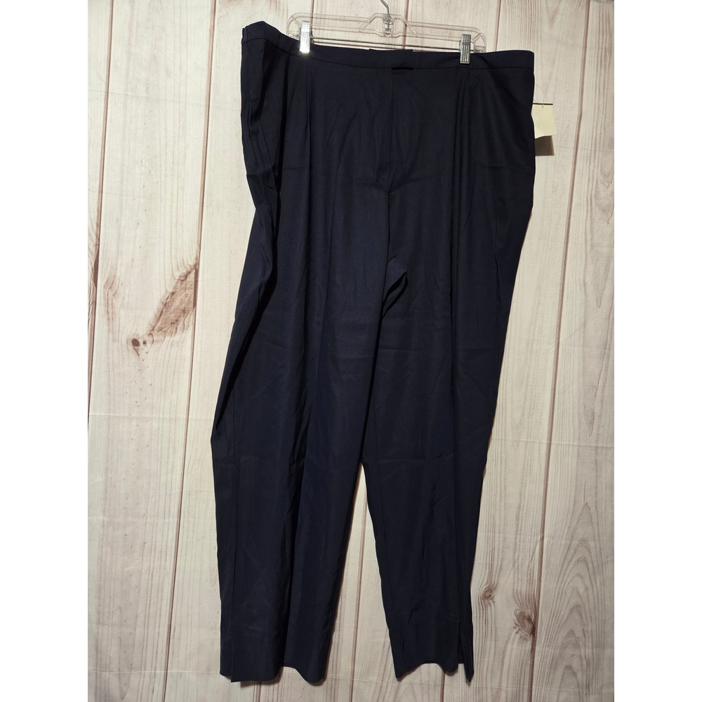 Ashley Stewart Monaco Navy Blue‎ Pleated Dress Pants Plus Size 26 NWT USA Made